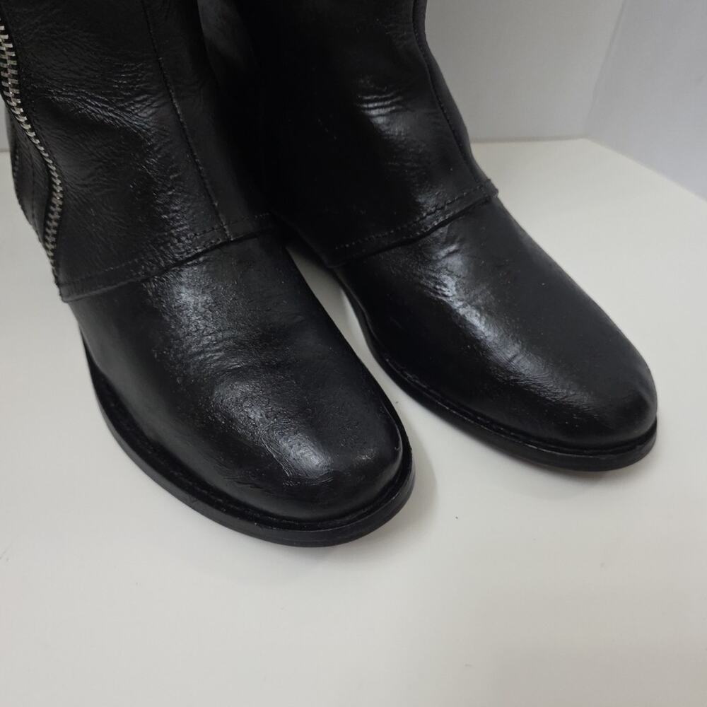 Tahari Andy Tall Riding Boots Black Leather Knee High Zip Equestrian Womens 8.5 - Picture 8 of 10